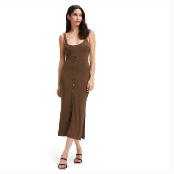 Good American Button Front Midi Sleeveless Dress - Picture 1 of 13